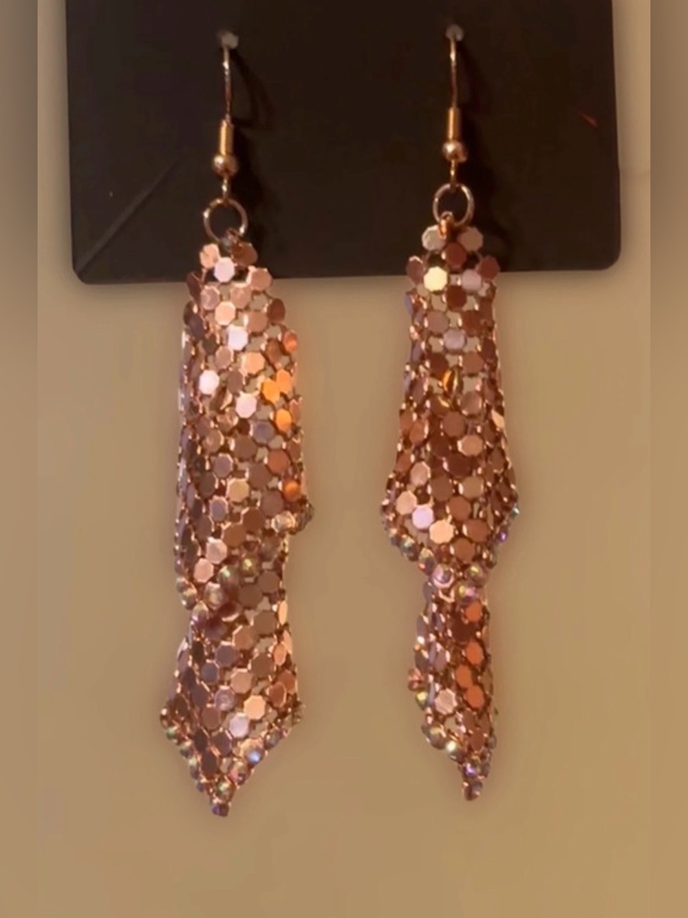 Light Pink Sparkle Mesh Statement
Earrings With Rhinestones - Picture 3 of 5